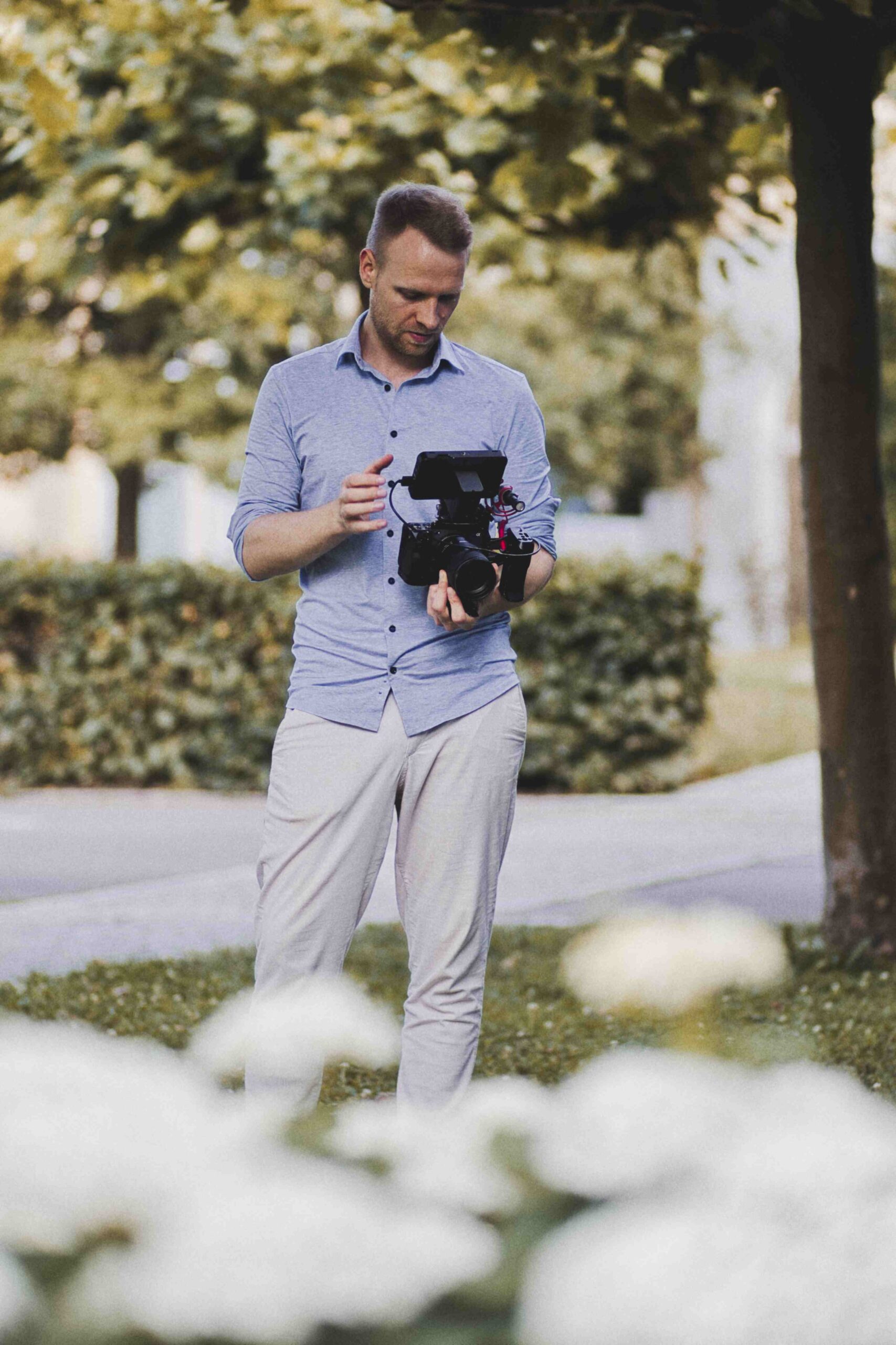 Alex beim Videodreh auf einer Hochzeit